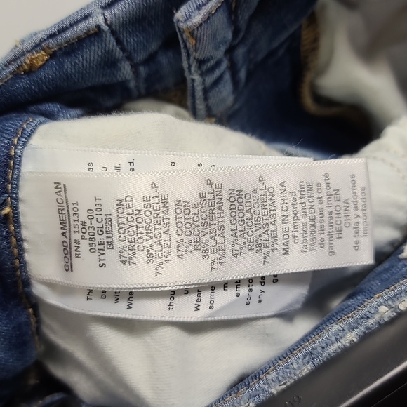 GOOD AMERICAN Blue High Rise Distressed Stretch Sculpting Skinny Jeans Size 2/26 - Picture 3 of 16